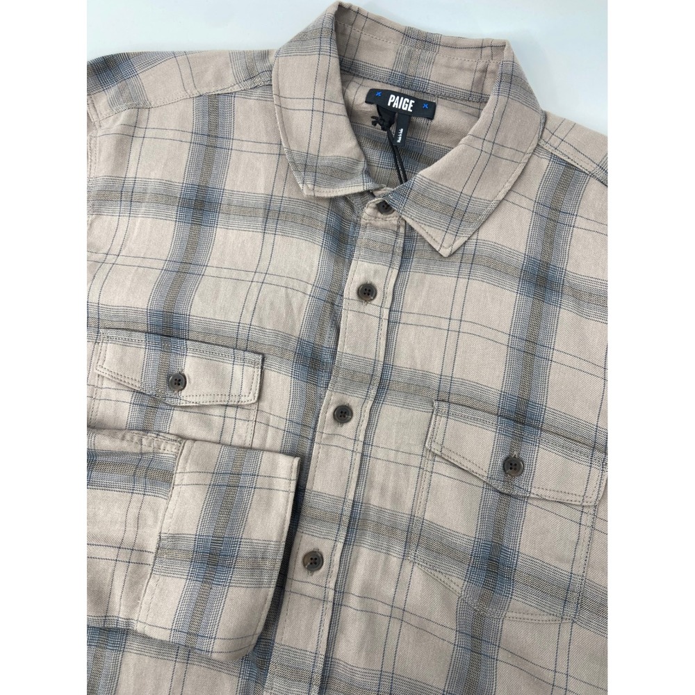 Paige Shirt Mens Small Oak Sky Everett Casual Plaid Button Up Casual Light